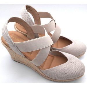 Kelly And Katie Brynn Women's Wedge Sandal Beige Size 8.5M 200619675